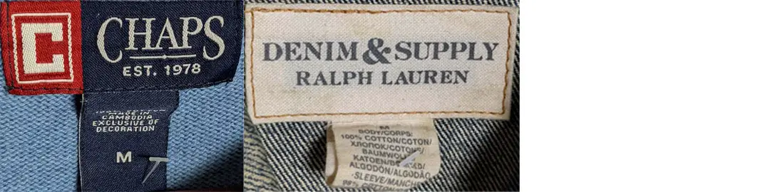 2010s Chaps and Denim Ralph Lauren tags