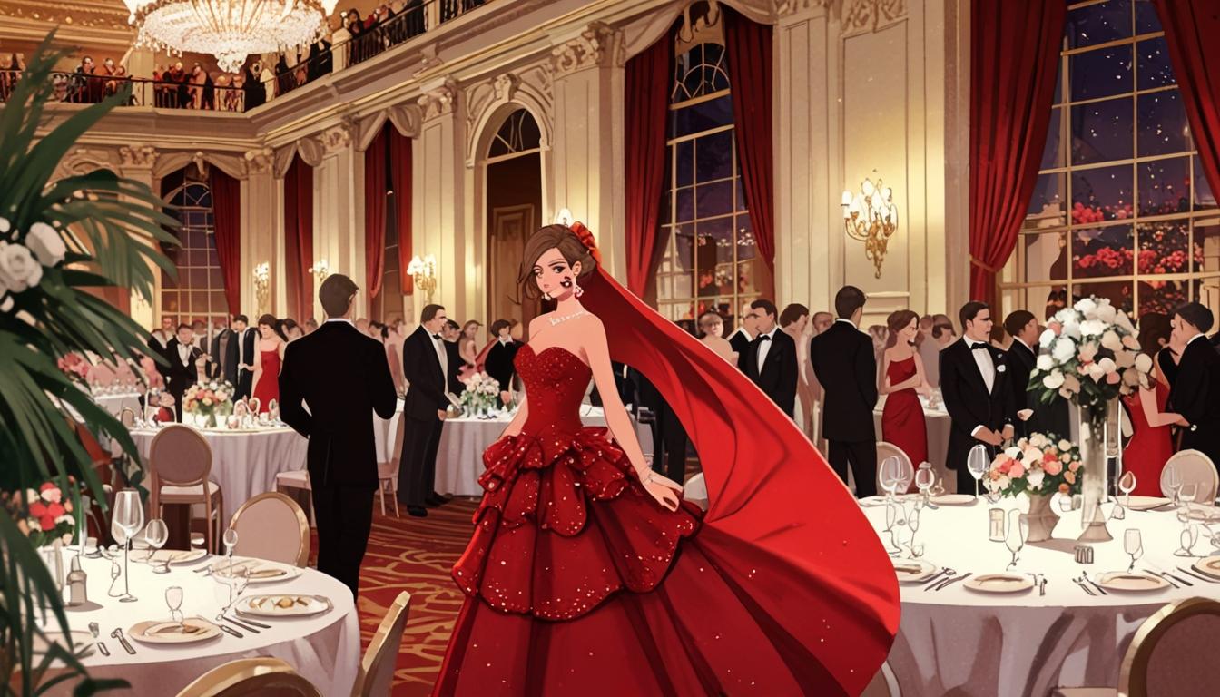 Beatrice Borromeo dazzles in red cape dress at the Rose Ball