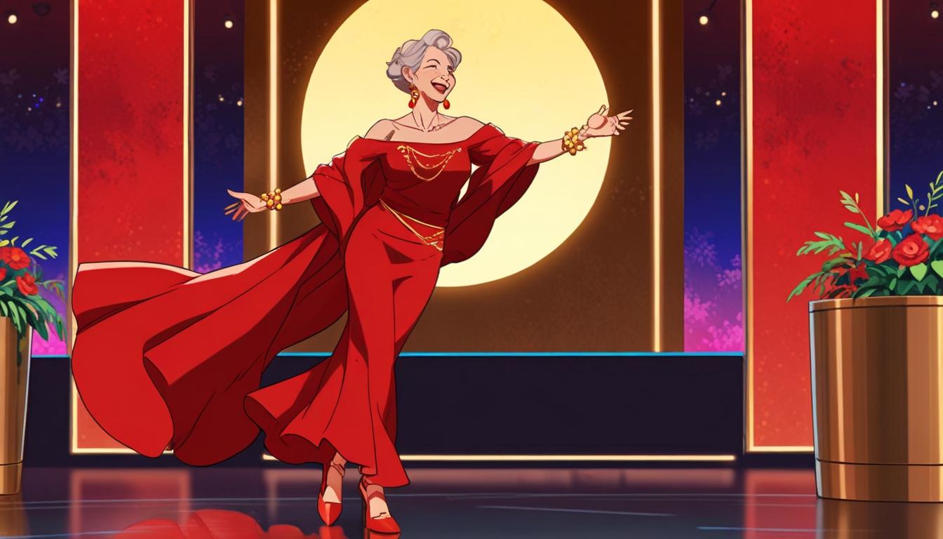 Tina Knowles shines in red on ‘The Jennifer Hudson Show’