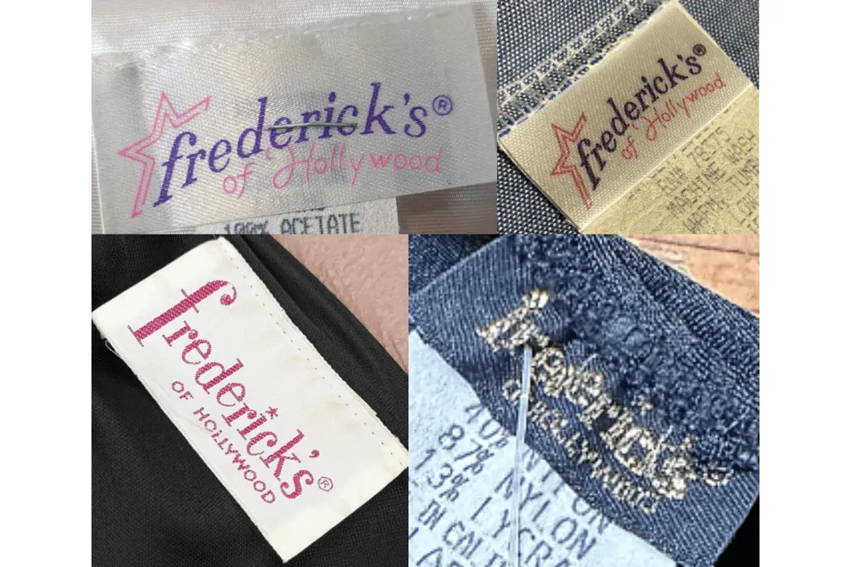1980s Fredericks of Hollywood tags
